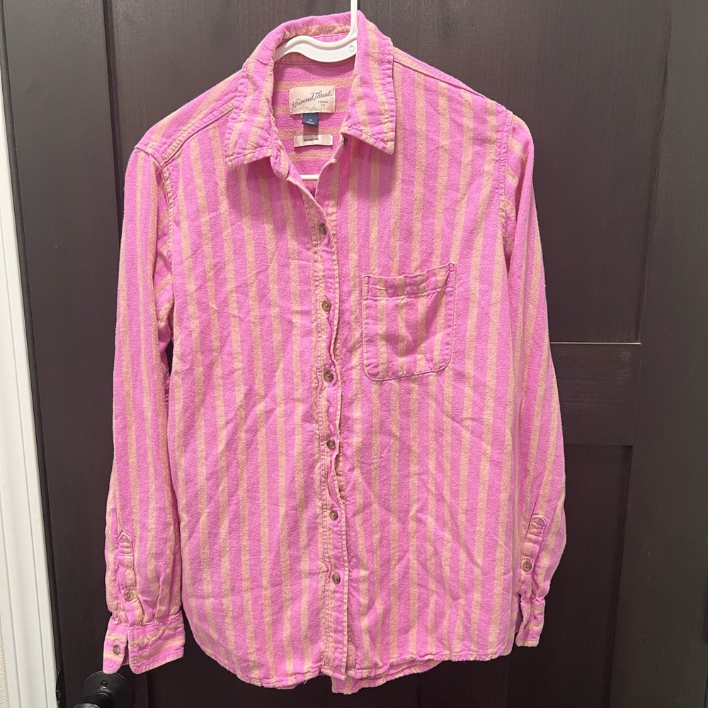 Universal Thread Pink and Tan Striped Shirt